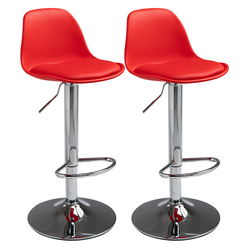 Contemporary Metal Dining Kitchen Room Armless Stool Adjustable Height Barstool Red Silver 2 Piece Set Clearhalo 'Bar Furniture' 'Bar Stools' 'bar_stools' 'furn' 'furn_bar_stools' 'Furniture' 'furniture_bar_stools' 'Kitchen & Dining Furniture' 4758520