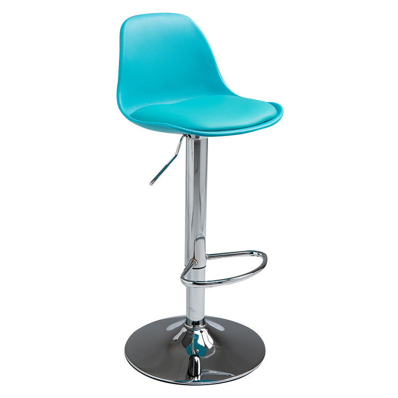 Contemporary Metal Dining Kitchen Room Armless Stool Adjustable Height Barstool Blue Silver 1 Piece Clearhalo 'Bar Furniture' 'Bar Stools' 'bar_stools' 'furn' 'furn_bar_stools' 'Furniture' 'furniture_bar_stools' 'Kitchen & Dining Furniture' 4758535