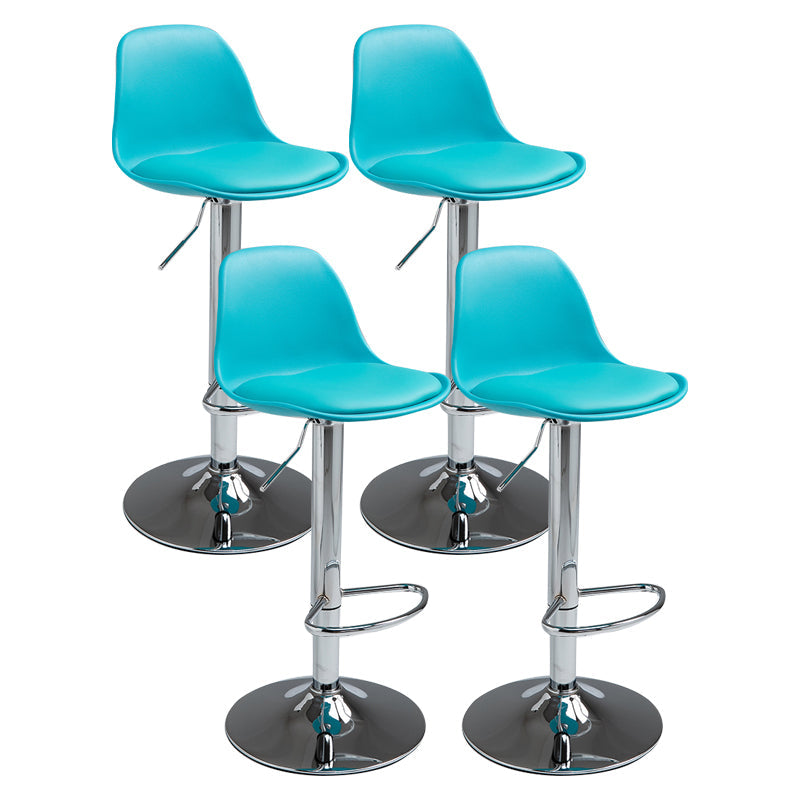 Contemporary Metal Dining Kitchen Room Armless Stool Adjustable Height Barstool Blue Silver 4 Piece Set Clearhalo 'Bar Furniture' 'Bar Stools' 'bar_stools' 'furn' 'furn_bar_stools' 'Furniture' 'furniture_bar_stools' 'Kitchen & Dining Furniture' 4758537