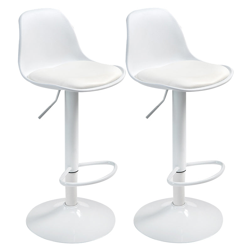 Contemporary Metal Dining Kitchen Room Armless Stool Adjustable Height Barstool White White 2 Piece Set Clearhalo 'Bar Furniture' 'Bar Stools' 'bar_stools' 'furn' 'furn_bar_stools' 'Furniture' 'furniture_bar_stools' 'Kitchen & Dining Furniture' 4758539