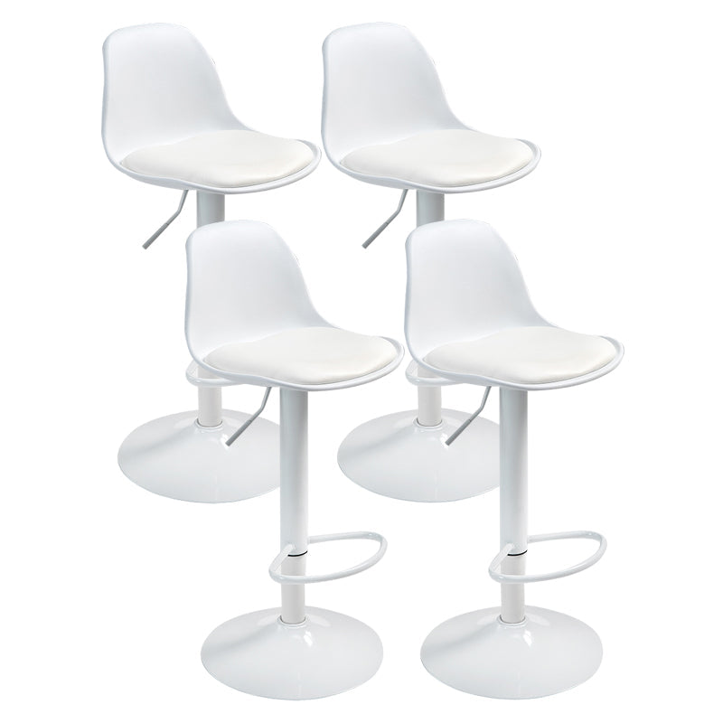 Contemporary Metal Dining Kitchen Room Armless Stool Adjustable Height Barstool White White 4 Piece Set Clearhalo 'Bar Furniture' 'Bar Stools' 'bar_stools' 'furn' 'furn_bar_stools' 'Furniture' 'furniture_bar_stools' 'Kitchen & Dining Furniture' 4758540