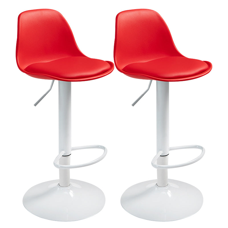 Contemporary Metal Dining Kitchen Room Armless Stool Adjustable Height Barstool Red White 2 Piece Set Clearhalo 'Bar Furniture' 'Bar Stools' 'bar_stools' 'furn' 'furn_bar_stools' 'Furniture' 'furniture_bar_stools' 'Kitchen & Dining Furniture' 4758542