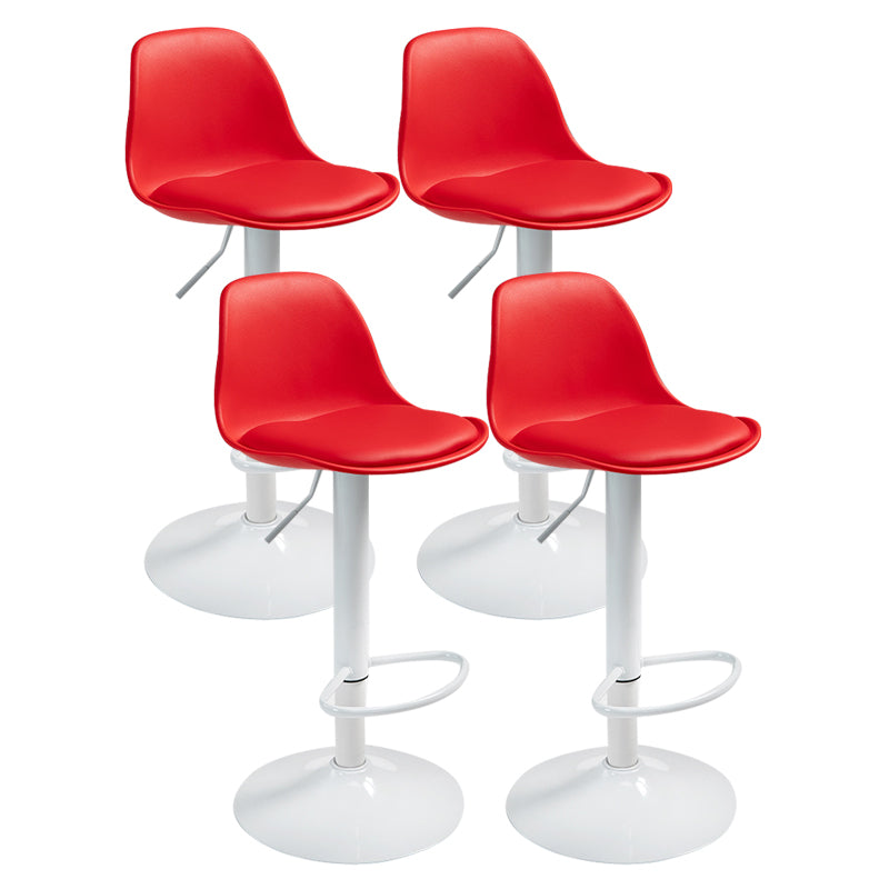 Contemporary Metal Dining Kitchen Room Armless Stool Adjustable Height Barstool Red White 4 Piece Set Clearhalo 'Bar Furniture' 'Bar Stools' 'bar_stools' 'furn' 'furn_bar_stools' 'Furniture' 'furniture_bar_stools' 'Kitchen & Dining Furniture' 4758543