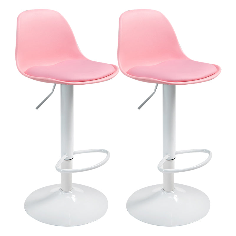 Contemporary Metal Dining Kitchen Room Armless Stool Adjustable Height Barstool Pink White 2 Piece Set Clearhalo 'Bar Furniture' 'Bar Stools' 'bar_stools' 'furn' 'furn_bar_stools' 'Furniture' 'furniture_bar_stools' 'Kitchen & Dining Furniture' 4758545