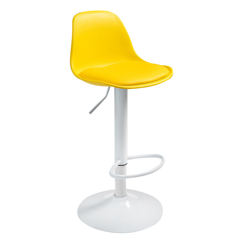 Contemporary Metal Dining Kitchen Room Armless Stool Adjustable Height Barstool Yellow White 1 Piece Clearhalo 'Bar Furniture' 'Bar Stools' 'bar_stools' 'furn' 'furn_bar_stools' 'Furniture' 'furniture_bar_stools' 'Kitchen & Dining Furniture' 4758547