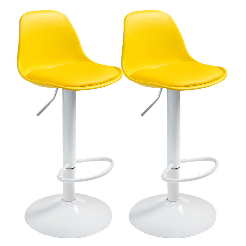 Contemporary Metal Dining Kitchen Room Armless Stool Adjustable Height Barstool Yellow White 2 Piece Set Clearhalo 'Bar Furniture' 'Bar Stools' 'bar_stools' 'furn' 'furn_bar_stools' 'Furniture' 'furniture_bar_stools' 'Kitchen & Dining Furniture' 4758548
