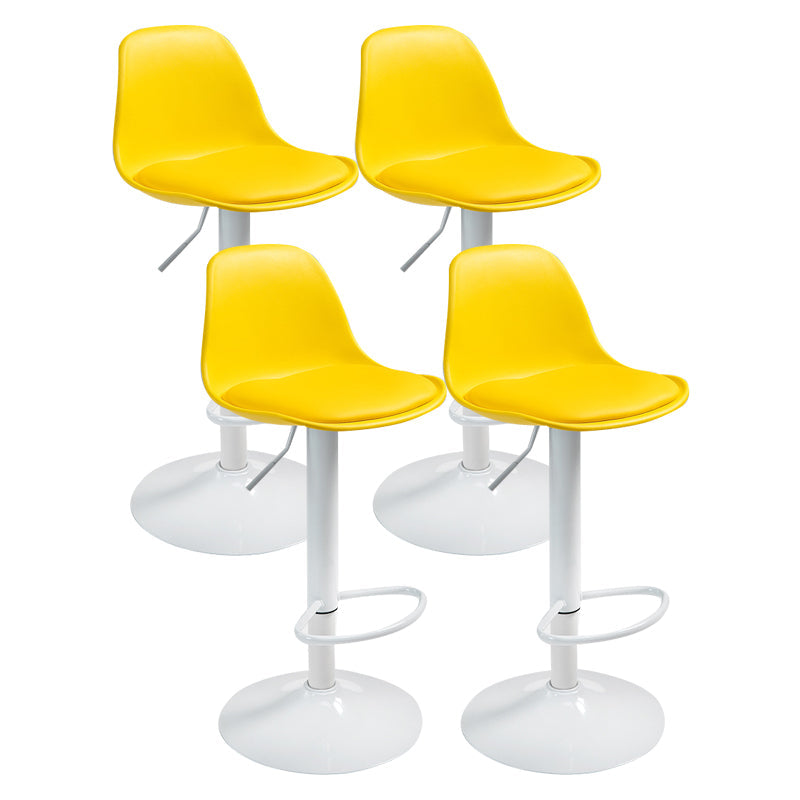 Contemporary Metal Dining Kitchen Room Armless Stool Adjustable Height Barstool Yellow White 4 Piece Set Clearhalo 'Bar Furniture' 'Bar Stools' 'bar_stools' 'furn' 'furn_bar_stools' 'Furniture' 'furniture_bar_stools' 'Kitchen & Dining Furniture' 4758549