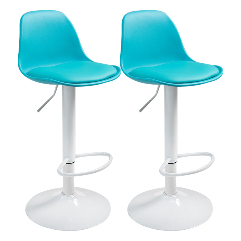 Contemporary Metal Dining Kitchen Room Armless Stool Adjustable Height Barstool Blue White 2 Piece Set Clearhalo 'Bar Furniture' 'Bar Stools' 'bar_stools' 'furn' 'furn_bar_stools' 'Furniture' 'furniture_bar_stools' 'Kitchen & Dining Furniture' 4758551