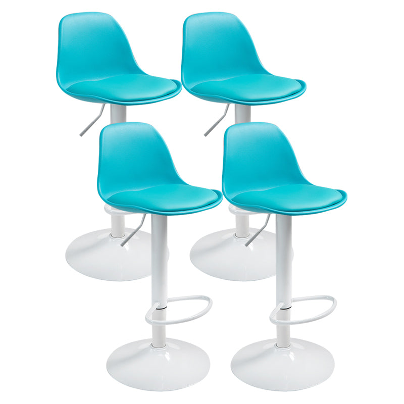 Contemporary Metal Dining Kitchen Room Armless Stool Adjustable Height Barstool Blue White 4 Piece Set Clearhalo 'Bar Furniture' 'Bar Stools' 'bar_stools' 'furn' 'furn_bar_stools' 'Furniture' 'furniture_bar_stools' 'Kitchen & Dining Furniture' 4758552