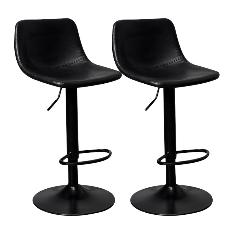Contemporary Metal Kitchen Dining Room Armless Stool Adjustable Height Barstool Black Black 2 Piece Set Clearhalo 'Bar Furniture' 'Bar Stools' 'bar_stools' 'furn' 'furn_bar_stools' 'Furniture' 'furniture_bar_stools' 'Kitchen & Dining Furniture' 4758556