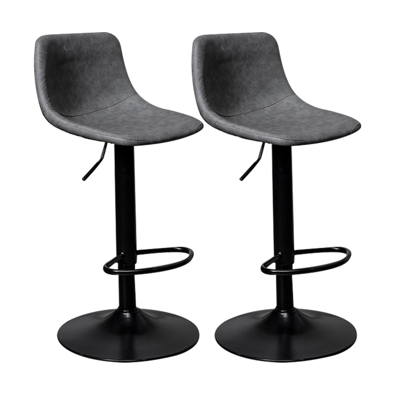Contemporary Metal Kitchen Dining Room Armless Stool Adjustable Height Barstool Grey Black 2 Piece Set Clearhalo 'Bar Furniture' 'Bar Stools' 'bar_stools' 'furn' 'furn_bar_stools' 'Furniture' 'furniture_bar_stools' 'Kitchen & Dining Furniture' 4758563