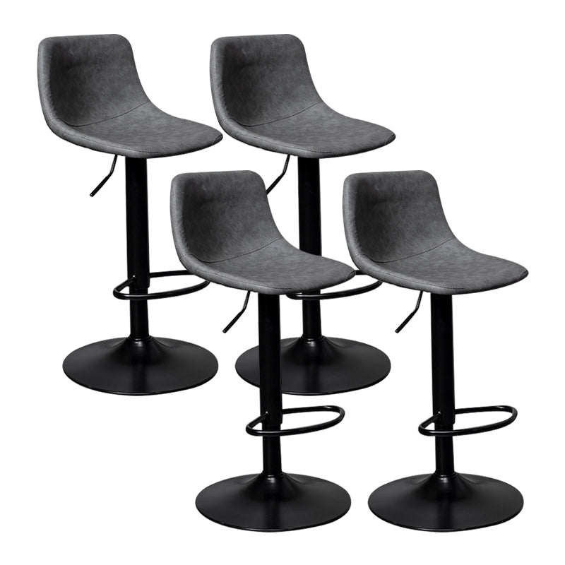 Contemporary Metal Kitchen Dining Room Armless Stool Adjustable Height Barstool Grey Black 4 Piece Set Clearhalo 'Bar Furniture' 'Bar Stools' 'bar_stools' 'furn' 'furn_bar_stools' 'Furniture' 'furniture_bar_stools' 'Kitchen & Dining Furniture' 4758565