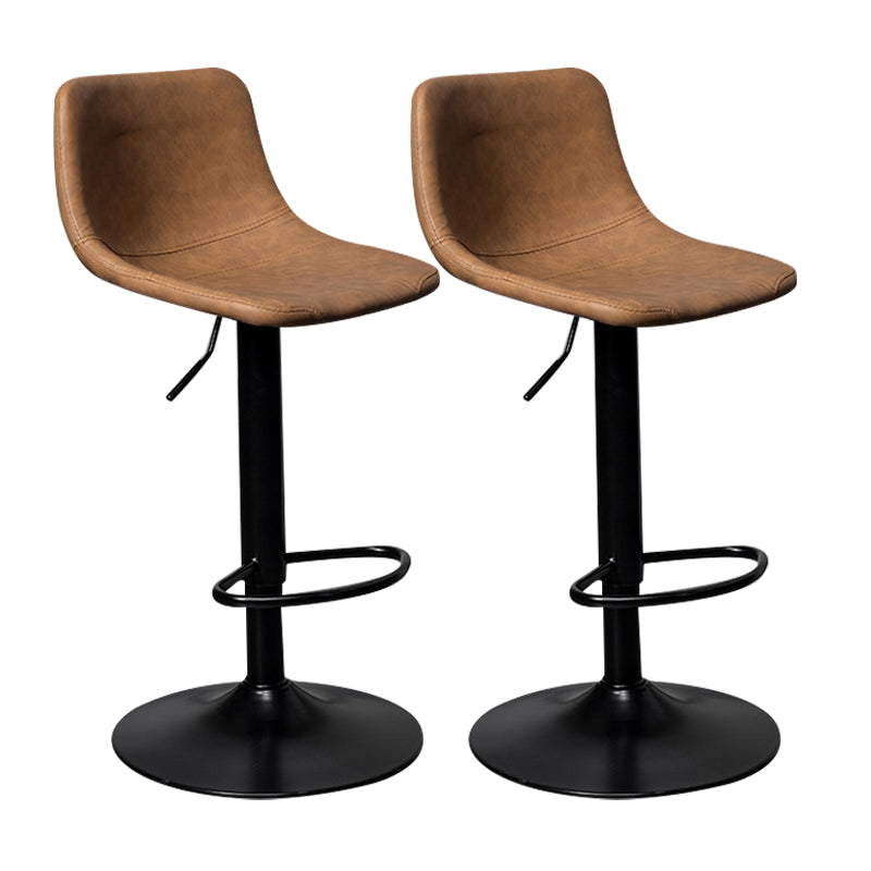 Contemporary Metal Kitchen Dining Room Armless Stool Adjustable Height Barstool Brown Black 2 Piece Set Clearhalo 'Bar Furniture' 'Bar Stools' 'bar_stools' 'furn' 'furn_bar_stools' 'Furniture' 'furniture_bar_stools' 'Kitchen & Dining Furniture' 4758574