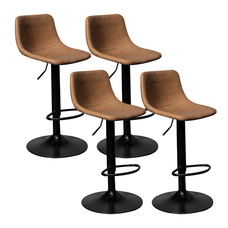 Contemporary Metal Kitchen Dining Room Armless Stool Adjustable Height Barstool Brown Black 4 Piece Set Clearhalo 'Bar Furniture' 'Bar Stools' 'bar_stools' 'furn' 'furn_bar_stools' 'Furniture' 'furniture_bar_stools' 'Kitchen & Dining Furniture' 4758576