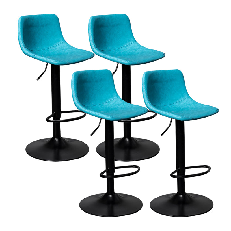 Contemporary Metal Kitchen Dining Room Armless Stool Adjustable Height Barstool Blue Black 4 Piece Set Clearhalo 'Bar Furniture' 'Bar Stools' 'bar_stools' 'furn' 'furn_bar_stools' 'Furniture' 'furniture_bar_stools' 'Kitchen & Dining Furniture' 4758580