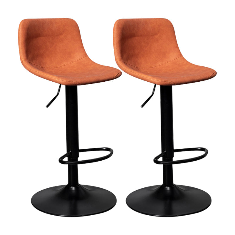 Contemporary Metal Kitchen Dining Room Armless Stool Adjustable Height Barstool Orange Black 2 Piece Set Clearhalo 'Bar Furniture' 'Bar Stools' 'bar_stools' 'furn' 'furn_bar_stools' 'Furniture' 'furniture_bar_stools' 'Kitchen & Dining Furniture' 4758582