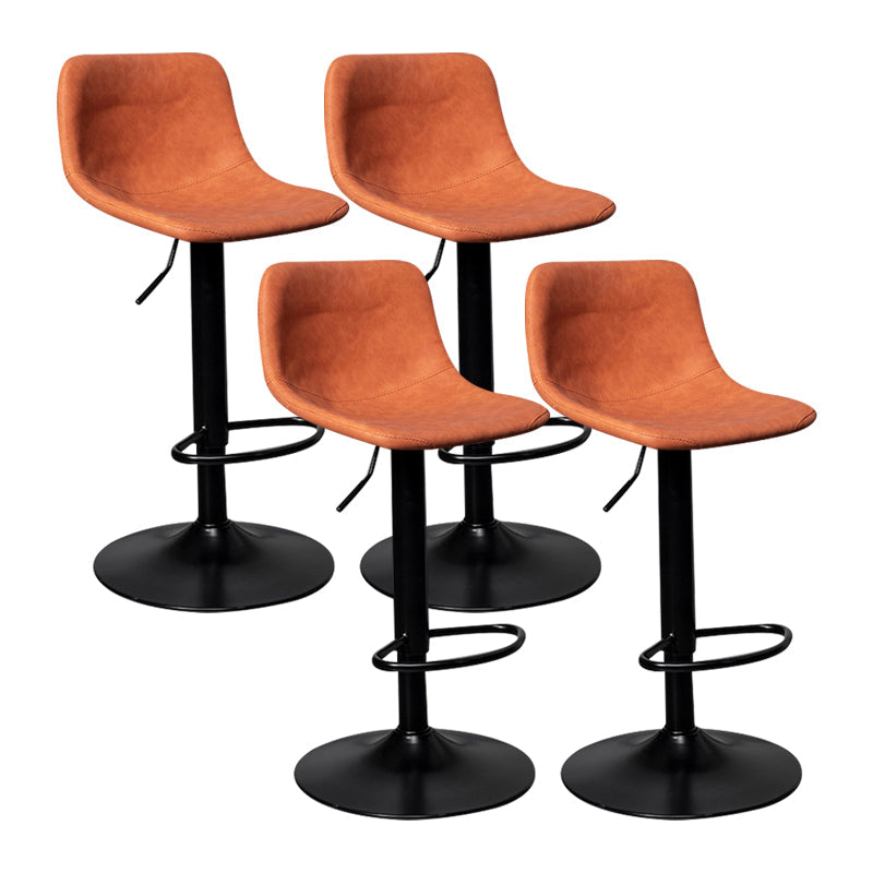 Contemporary Metal Kitchen Dining Room Armless Stool Adjustable Height Barstool Orange Black 4 Piece Set Clearhalo 'Bar Furniture' 'Bar Stools' 'bar_stools' 'furn' 'furn_bar_stools' 'Furniture' 'furniture_bar_stools' 'Kitchen & Dining Furniture' 4758583