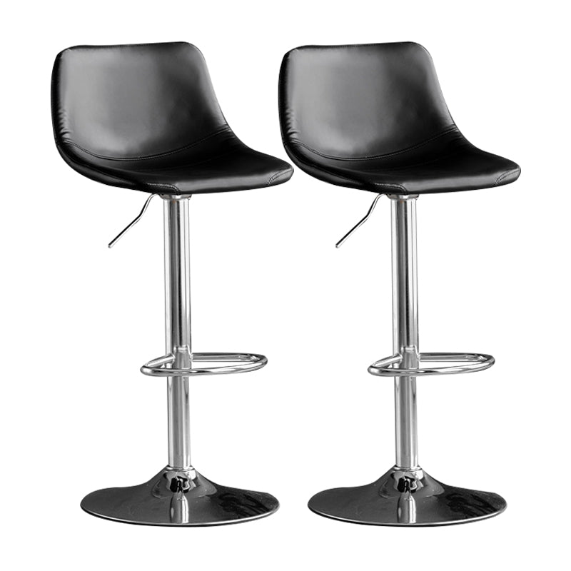 Contemporary Metal Kitchen Dining Room Armless Stool Adjustable Height Barstool Black Silver 2 Piece Set Clearhalo 'Bar Furniture' 'Bar Stools' 'bar_stools' 'furn' 'furn_bar_stools' 'Furniture' 'furniture_bar_stools' 'Kitchen & Dining Furniture' 4758585
