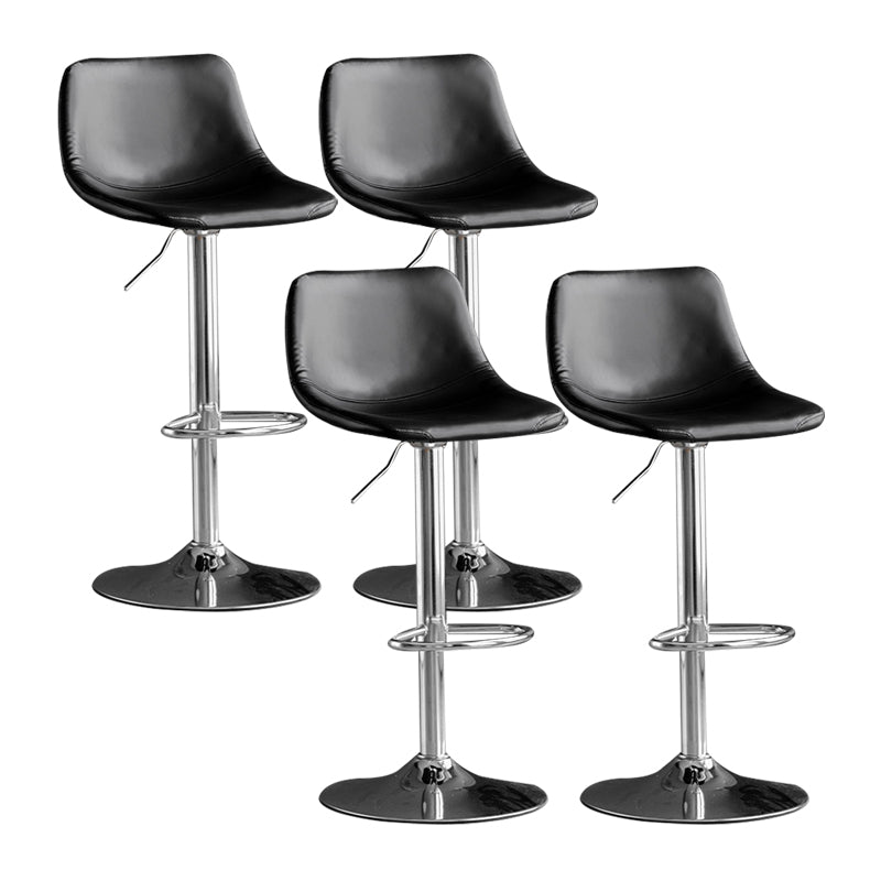 Contemporary Metal Kitchen Dining Room Armless Stool Adjustable Height Barstool Black Silver 4 Piece Set Clearhalo 'Bar Furniture' 'Bar Stools' 'bar_stools' 'furn' 'furn_bar_stools' 'Furniture' 'furniture_bar_stools' 'Kitchen & Dining Furniture' 4758586