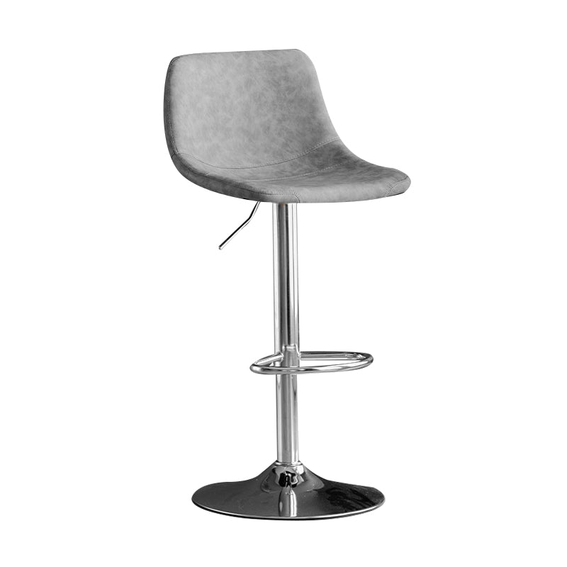 Contemporary Metal Kitchen Dining Room Armless Stool Adjustable Height Barstool Grey Silver 1 Piece Clearhalo 'Bar Furniture' 'Bar Stools' 'bar_stools' 'furn' 'furn_bar_stools' 'Furniture' 'furniture_bar_stools' 'Kitchen & Dining Furniture' 4758587