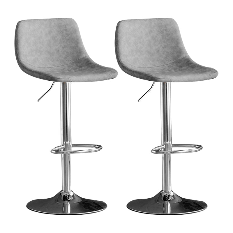 Contemporary Metal Kitchen Dining Room Armless Stool Adjustable Height Barstool Grey Silver 2 Piece Set Clearhalo 'Bar Furniture' 'Bar Stools' 'bar_stools' 'furn' 'furn_bar_stools' 'Furniture' 'furniture_bar_stools' 'Kitchen & Dining Furniture' 4758588
