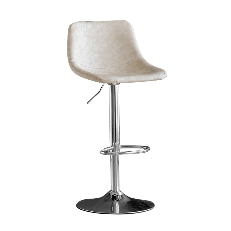 Contemporary Metal Kitchen Dining Room Armless Stool Adjustable Height Barstool White Silver 1 Piece Clearhalo 'Bar Furniture' 'Bar Stools' 'bar_stools' 'furn' 'furn_bar_stools' 'Furniture' 'furniture_bar_stools' 'Kitchen & Dining Furniture' 4758590