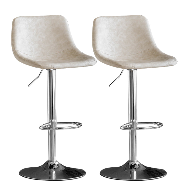 Contemporary Metal Kitchen Dining Room Armless Stool Adjustable Height Barstool White Silver 2 Piece Set Clearhalo 'Bar Furniture' 'Bar Stools' 'bar_stools' 'furn' 'furn_bar_stools' 'Furniture' 'furniture_bar_stools' 'Kitchen & Dining Furniture' 4758591