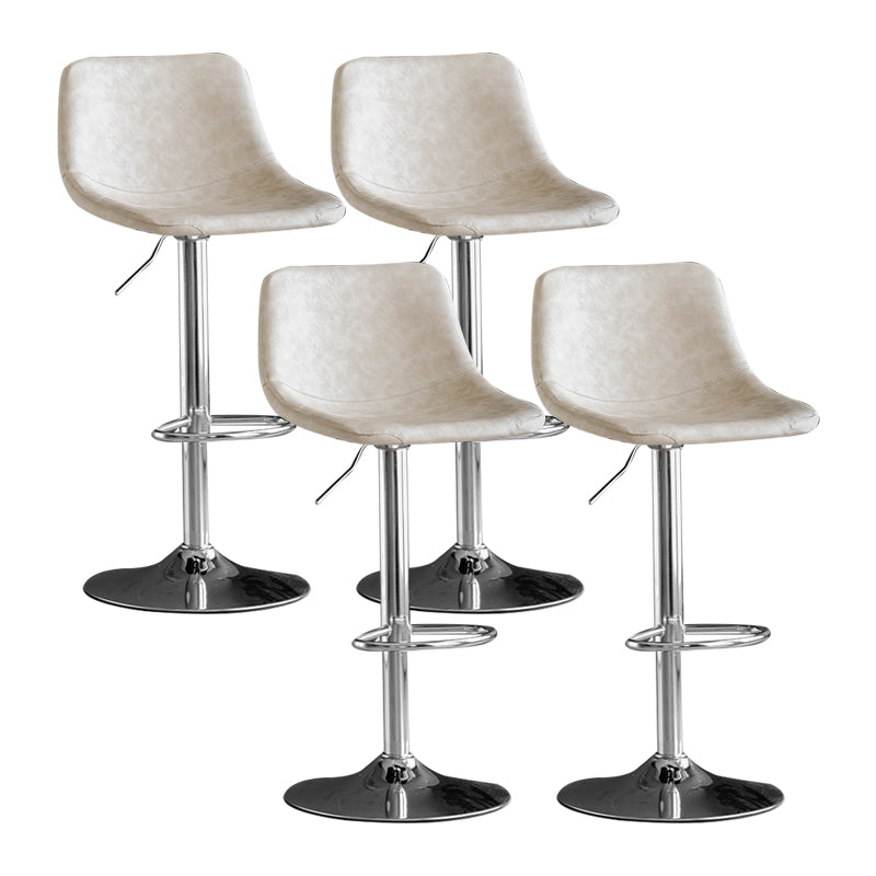 Contemporary Metal Kitchen Dining Room Armless Stool Adjustable Height Barstool White Silver 4 Piece Set Clearhalo 'Bar Furniture' 'Bar Stools' 'bar_stools' 'furn' 'furn_bar_stools' 'Furniture' 'furniture_bar_stools' 'Kitchen & Dining Furniture' 4758592