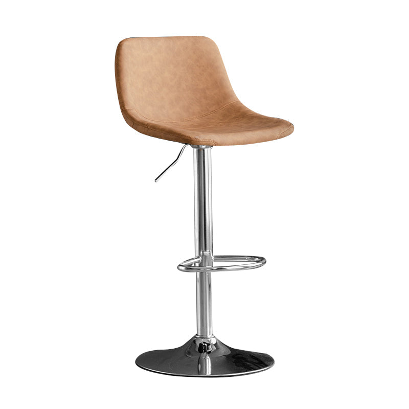 Contemporary Metal Kitchen Dining Room Armless Stool Adjustable Height Barstool Brown Silver 1 Piece Clearhalo 'Bar Furniture' 'Bar Stools' 'bar_stools' 'furn' 'furn_bar_stools' 'Furniture' 'furniture_bar_stools' 'Kitchen & Dining Furniture' 4758593