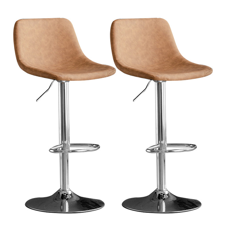 Contemporary Metal Kitchen Dining Room Armless Stool Adjustable Height Barstool Brown Silver 2 Piece Set Clearhalo 'Bar Furniture' 'Bar Stools' 'bar_stools' 'furn' 'furn_bar_stools' 'Furniture' 'furniture_bar_stools' 'Kitchen & Dining Furniture' 4758594