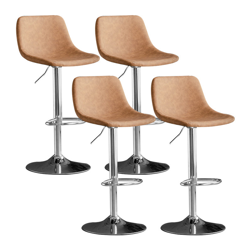Contemporary Metal Kitchen Dining Room Armless Stool Adjustable Height Barstool Brown Silver 4 Piece Set Clearhalo 'Bar Furniture' 'Bar Stools' 'bar_stools' 'furn' 'furn_bar_stools' 'Furniture' 'furniture_bar_stools' 'Kitchen & Dining Furniture' 4758595