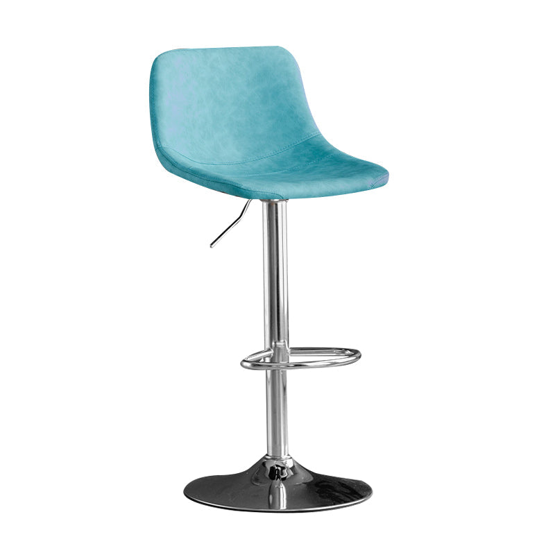 Contemporary Metal Kitchen Dining Room Armless Stool Adjustable Height Barstool Blue Silver 1 Piece Clearhalo 'Bar Furniture' 'Bar Stools' 'bar_stools' 'furn' 'furn_bar_stools' 'Furniture' 'furniture_bar_stools' 'Kitchen & Dining Furniture' 4758596
