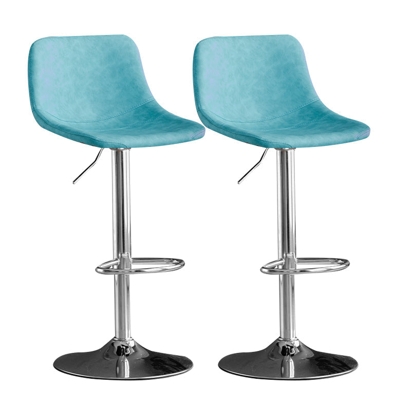 Contemporary Metal Kitchen Dining Room Armless Stool Adjustable Height Barstool Blue Silver 2 Piece Set Clearhalo 'Bar Furniture' 'Bar Stools' 'bar_stools' 'furn' 'furn_bar_stools' 'Furniture' 'furniture_bar_stools' 'Kitchen & Dining Furniture' 4758597