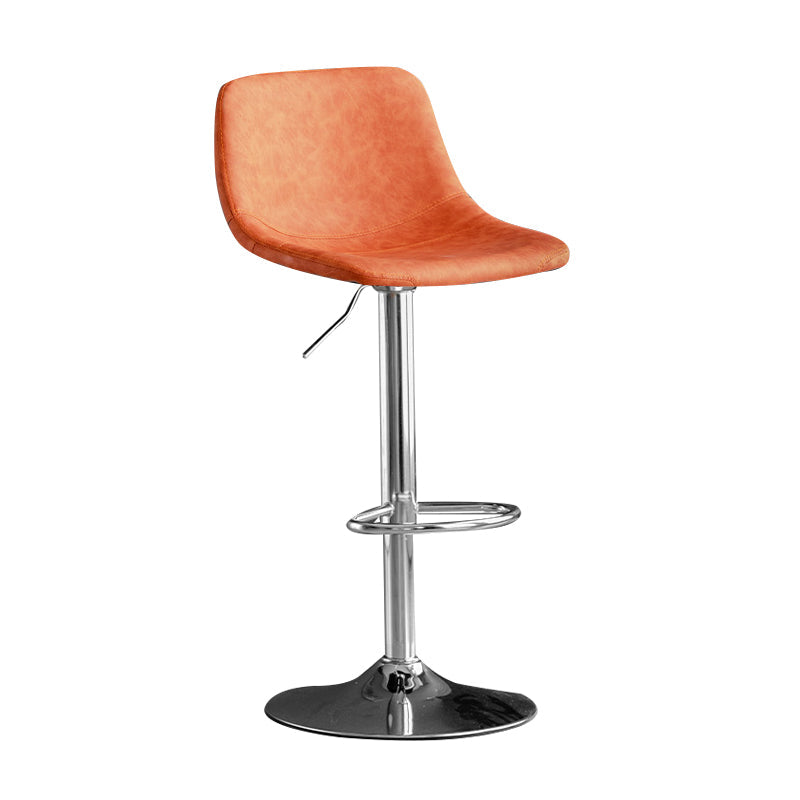 Contemporary Metal Kitchen Dining Room Armless Stool Adjustable Height Barstool Orange Silver 1 Piece Clearhalo 'Bar Furniture' 'Bar Stools' 'bar_stools' 'furn' 'furn_bar_stools' 'Furniture' 'furniture_bar_stools' 'Kitchen & Dining Furniture' 4758599