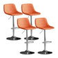 Contemporary Metal Kitchen Dining Room Armless Stool Adjustable Height Barstool Orange Silver 4 Piece Set Clearhalo 'Bar Furniture' 'Bar Stools' 'bar_stools' 'furn' 'furn_bar_stools' 'Furniture' 'furniture_bar_stools' 'Kitchen & Dining Furniture' 4758601