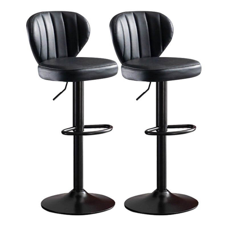 Metal Contemporary Kitchen Dining Room Stool Adjustable Height Armless Barstool Black 2 Piece Set Clearhalo 'Bar Furniture' 'Bar Stools' 'bar_stools' 'furn' 'furn_bar_stools' 'Furniture' 'furniture_bar_stools' 'Kitchen & Dining Furniture' 4758605