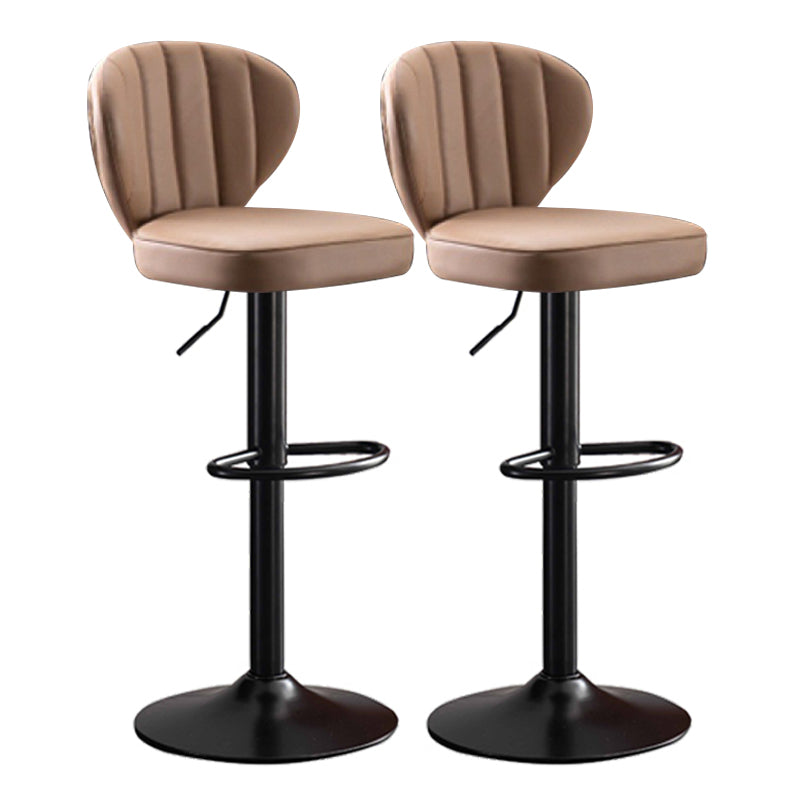 Metal Contemporary Kitchen Dining Room Stool Adjustable Height Armless Barstool Khaki 2 Piece Set Clearhalo 'Bar Furniture' 'Bar Stools' 'bar_stools' 'furn' 'furn_bar_stools' 'Furniture' 'furniture_bar_stools' 'Kitchen & Dining Furniture' 4758623