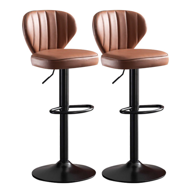 Metal Contemporary Kitchen Dining Room Stool Adjustable Height Armless Barstool Light Brown 2 Piece Set Clearhalo 'Bar Furniture' 'Bar Stools' 'bar_stools' 'furn' 'furn_bar_stools' 'Furniture' 'furniture_bar_stools' 'Kitchen & Dining Furniture' 4758628