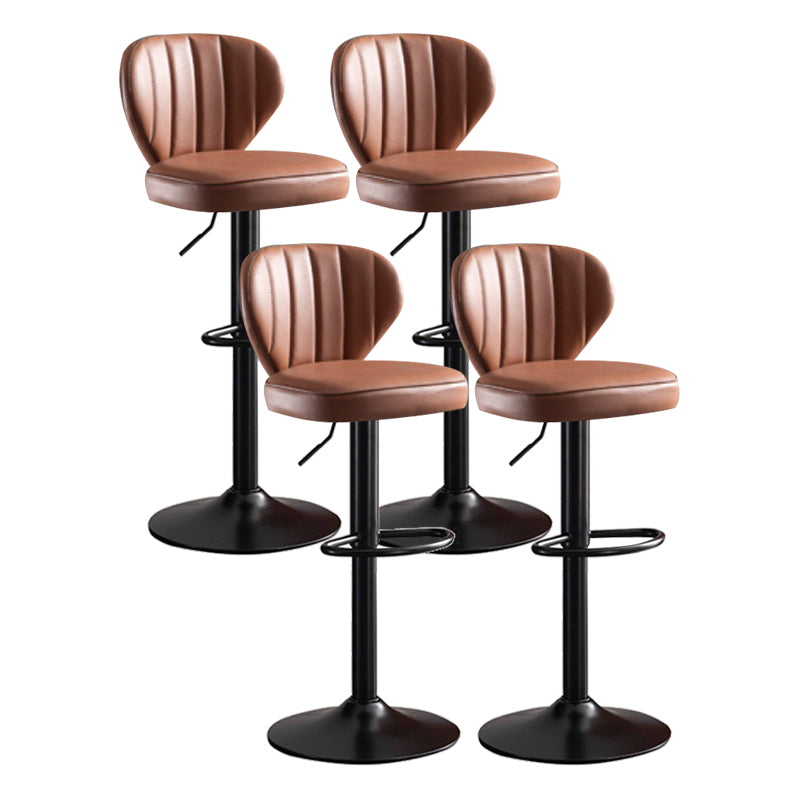 Metal Contemporary Kitchen Dining Room Stool Adjustable Height Armless Barstool Light Brown 4 Piece Set Clearhalo 'Bar Furniture' 'Bar Stools' 'bar_stools' 'furn' 'furn_bar_stools' 'Furniture' 'furniture_bar_stools' 'Kitchen & Dining Furniture' 4758629