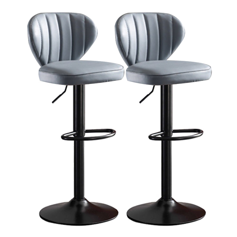 Metal Contemporary Kitchen Dining Room Stool Adjustable Height Armless Barstool Smoke Gray 2 Piece Set Clearhalo 'Bar Furniture' 'Bar Stools' 'bar_stools' 'furn' 'furn_bar_stools' 'Furniture' 'furniture_bar_stools' 'Kitchen & Dining Furniture' 4758631