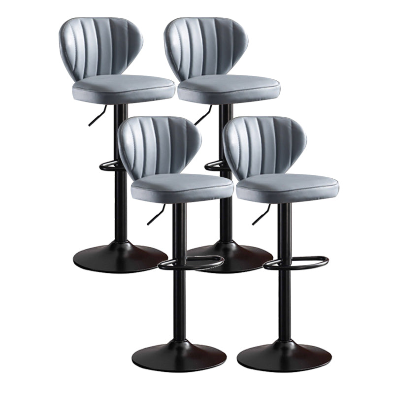 Metal Contemporary Kitchen Dining Room Stool Adjustable Height Armless Barstool Smoke Gray 4 Piece Set Clearhalo 'Bar Furniture' 'Bar Stools' 'bar_stools' 'furn' 'furn_bar_stools' 'Furniture' 'furniture_bar_stools' 'Kitchen & Dining Furniture' 4758632