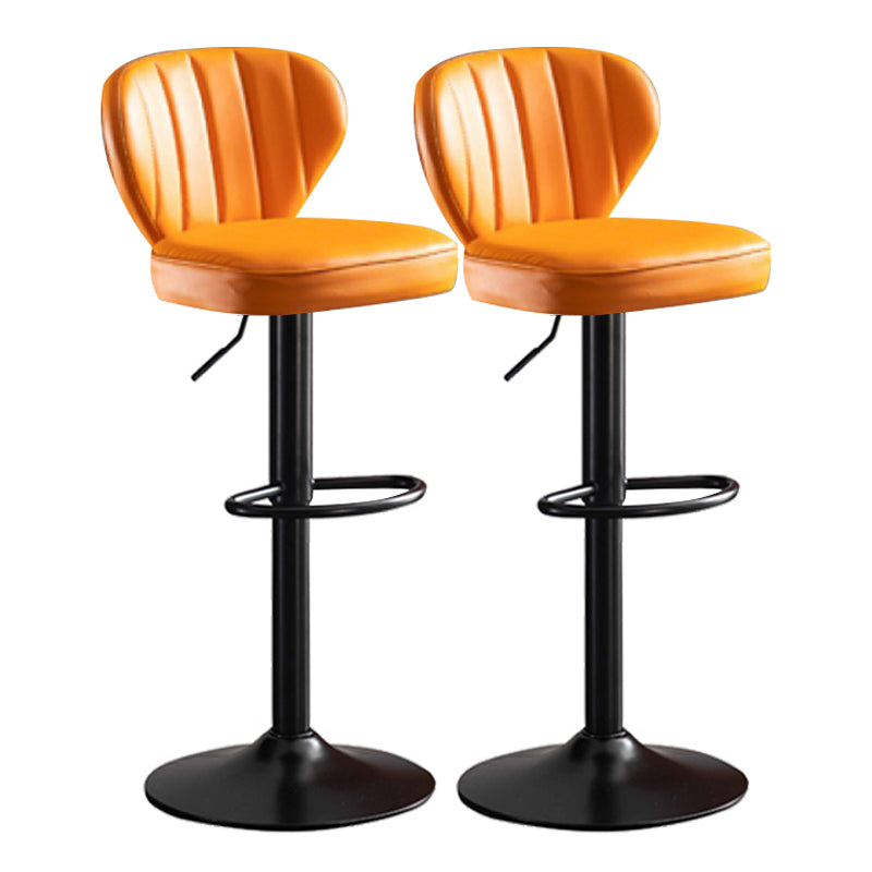 Metal Contemporary Kitchen Dining Room Stool Adjustable Height Armless Barstool Orange 2 Piece Set Clearhalo 'Bar Furniture' 'Bar Stools' 'bar_stools' 'furn' 'furn_bar_stools' 'Furniture' 'furniture_bar_stools' 'Kitchen & Dining Furniture' 4758637