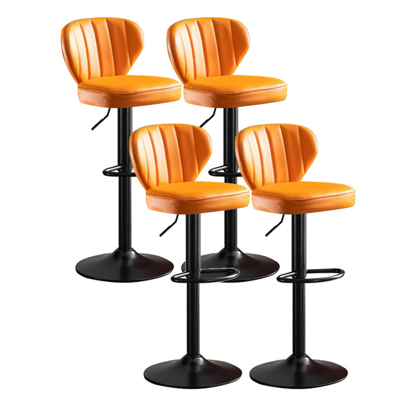 Metal Contemporary Kitchen Dining Room Stool Adjustable Height Armless Barstool Orange 4 Piece Set Clearhalo 'Bar Furniture' 'Bar Stools' 'bar_stools' 'furn' 'furn_bar_stools' 'Furniture' 'furniture_bar_stools' 'Kitchen & Dining Furniture' 4758638