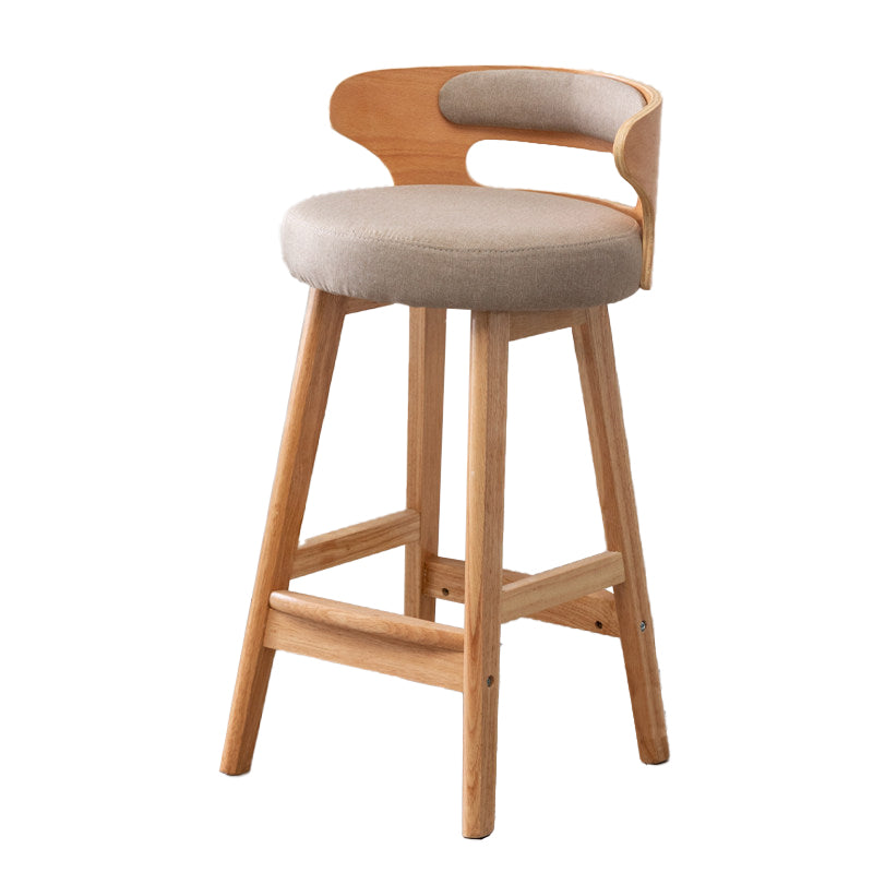 Contemporary Round Bar and Counter Stool Low Back Stool with 4 Legs Khaki 1 Piece Counter Stool(26"H) Clearhalo 'Bar Furniture' 'Bar Stools' 'bar_stools' 'Furniture' 'furniture_bar_stools' 'Kitchen & Dining Furniture' 4758643