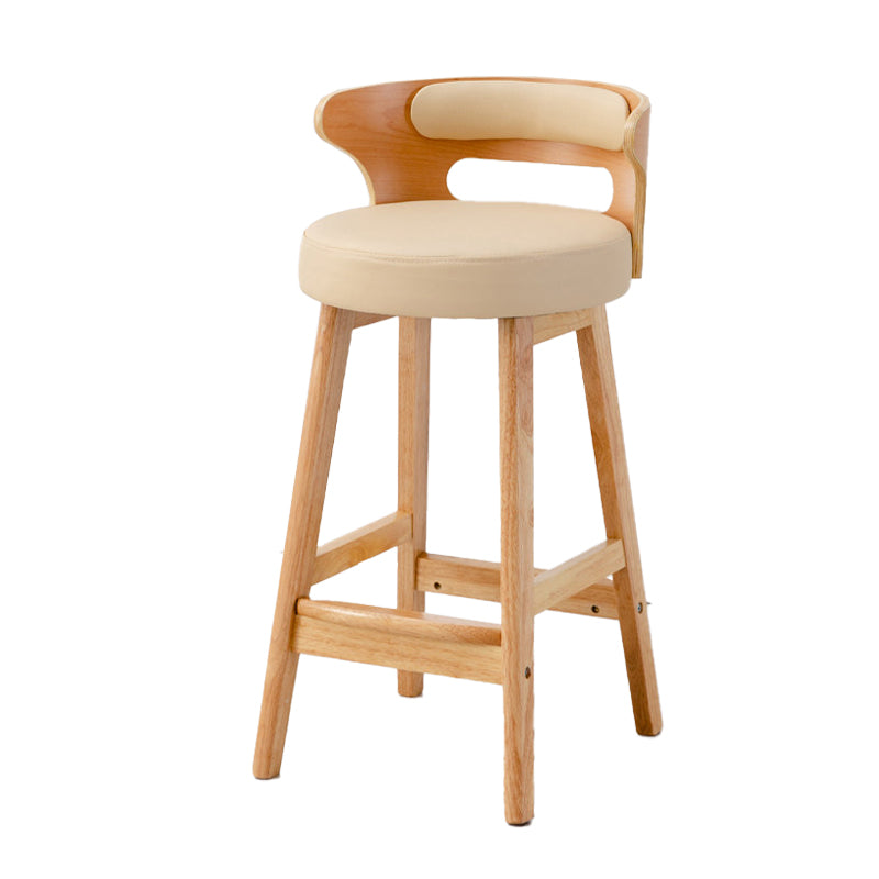 Contemporary Round Bar and Counter Stool Low Back Stool with 4 Legs Off-White 1 Piece Counter Stool(26"H) Clearhalo 'Bar Furniture' 'Bar Stools' 'bar_stools' 'Furniture' 'furniture_bar_stools' 'Kitchen & Dining Furniture' 4758644