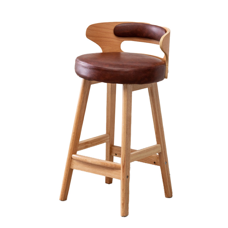 Contemporary Round Bar and Counter Stool Low Back Stool with 4 Legs Brown 1 Piece Counter Stool(26"H) Clearhalo 'Bar Furniture' 'Bar Stools' 'bar_stools' 'Furniture' 'furniture_bar_stools' 'Kitchen & Dining Furniture' 4758646