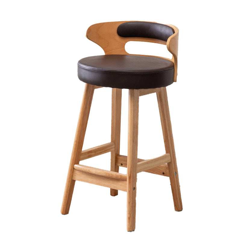 Contemporary Round Bar and Counter Stool Low Back Stool with 4 Legs Coffee 1 Piece Counter Stool(26"H) Clearhalo 'Bar Furniture' 'Bar Stools' 'bar_stools' 'Furniture' 'furniture_bar_stools' 'Kitchen & Dining Furniture' 4758648