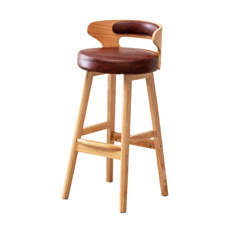 Contemporary Round Bar and Counter Stool Low Back Stool with 4 Legs Brown 1 Piece Bar Stool(30"H) Clearhalo 'Bar Furniture' 'Bar Stools' 'bar_stools' 'Furniture' 'furniture_bar_stools' 'Kitchen & Dining Furniture' 4758662