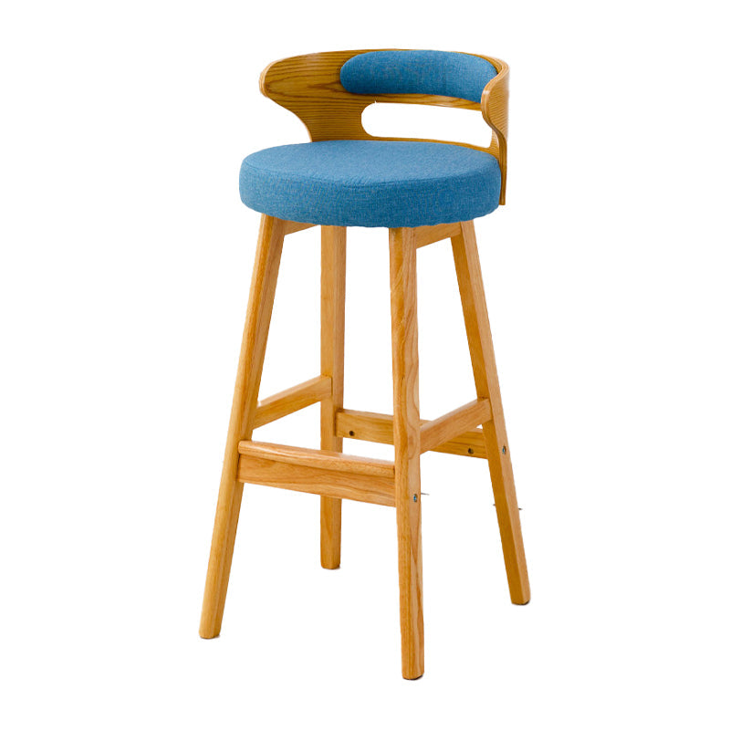 Contemporary Round Bar and Counter Stool Low Back Stool with 4 Legs Blue 1 Piece Bar Stool(30"H) Clearhalo 'Bar Furniture' 'Bar Stools' 'bar_stools' 'Furniture' 'furniture_bar_stools' 'Kitchen & Dining Furniture' 4758665