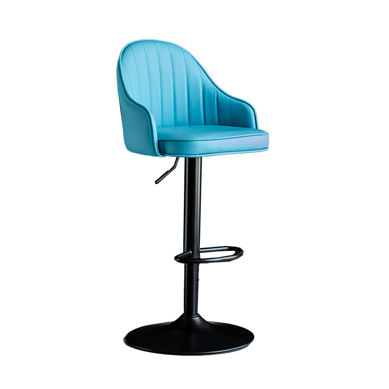 Metal Contemporary Kitchen Dining Room Arm Stool Adjustable Height Barstool Blue Black 1 Piece Clearhalo 'Bar Furniture' 'Bar Stools' 'bar_stools' 'Furniture' 'furniture_bar_stools' 'Kitchen & Dining Furniture' 4758673
